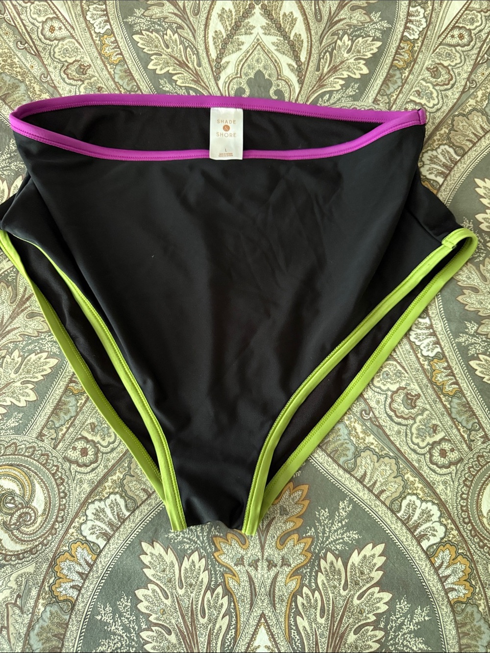 Shade & Shore Black Swim Skirt with Magenta Trim